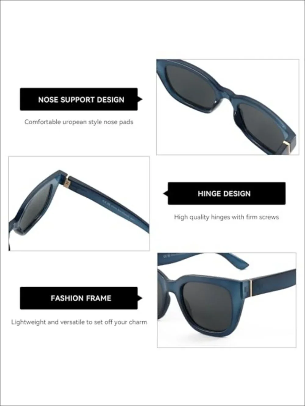 Square Polarized Sunglasses Women Retro UV400 Vintage Shades